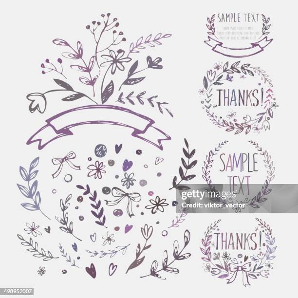 vintage sketch design elements. vector illustration - paper-scroll-sketch stock illustrations