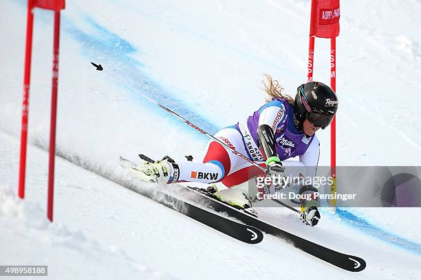 Lara Gut of Switzerland competes in the first run of the giant slalom during the Audi FIS Women's Alpine Ski World Cup at the Nature Valley Aspen...