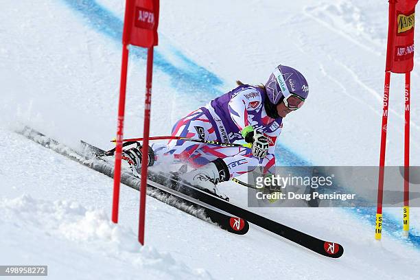 Tessa Worley of Fance competes in the first run of the giant slalom during the Audi FIS Women's Alpine Ski World Cup at the Nature Valley Aspen...