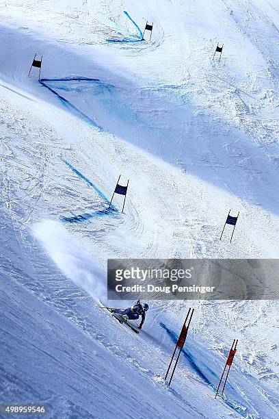Alexandra Tilley of Great Britain competes in the first run of the giant slalom during the Audi FIS Women's Alpine Ski World Cup at the Nature Valley...