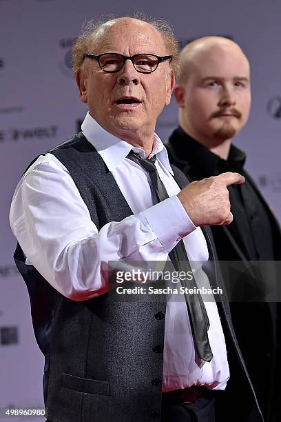 Art Garfunkel points to his son James during the German Sustainability Award 2015 at Maritim Hotel on November 27, 2015 in Duesseldorf, Germany.