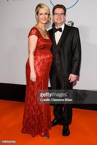 Pregnant German Family Minister Manuela Schwesig and her husband Stefan Schwesig attend the Bundespresseball 2015 at Hotel Adlon on November 27, 2015...