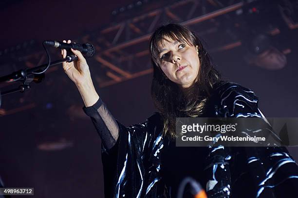 Nanna Bryndis Hilmarsdottir from Of Monsters And Men performs at O2 Academy Sheffield on November 27, 2015 in Sheffield, England.