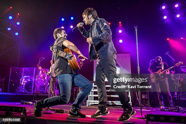 Jose Manuel Munoz and David Munoz of Estopa perform in concert at Palau Sant Jordi on November 27, 2015 in Barcelona, Spain.