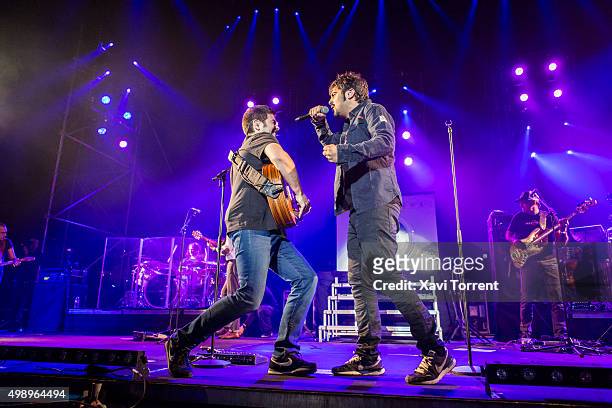 Jose Manuel Munoz and David Munoz of Estopa perform in concert at Palau Sant Jordi on November 27, 2015 in Barcelona, Spain.