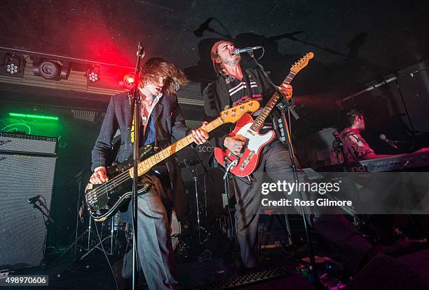 Alexander 'Chilli' Jesson and Samuel Thomas Fryer of Palma Violets performs at Oran Mor on November 27, 2015 in Glasgow, Scotland.