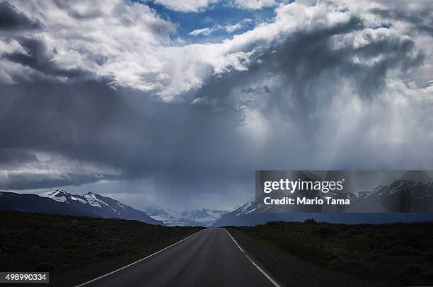 Clouds hang over Los Glaciares National Park, part of the Southern Patagonian Ice Field, the third largest ice field in the world, on November 26,...