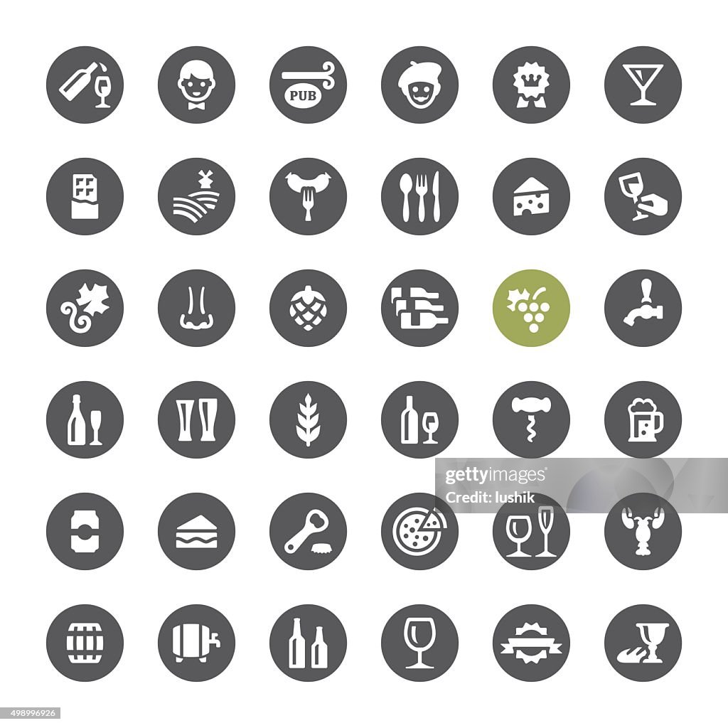 Cafe, Winery and Beer related vector icons