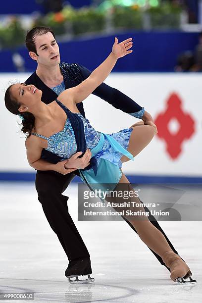 Amani Fancy and Christopher Boyadji of Great Britain compete in the pairs free skating during the day two of the NHK Trophy ISU Grand Prix of Figure...