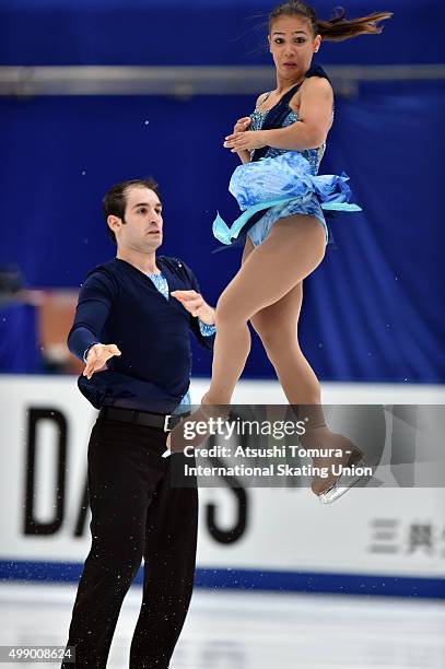 Amani Fancy and Christopher Boyadji of Great Britain compete in the pairs free skating during the day two of the NHK Trophy ISU Grand Prix of Figure...