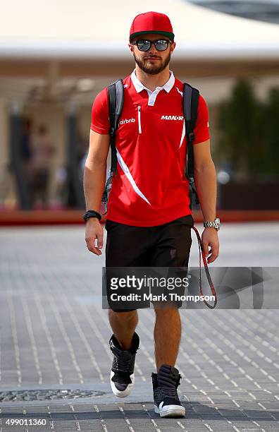 Will Stevens of Great Britain and Manor Marussia arrives in the paddock before final practice for the Abu Dhabi Formula One Grand Prix at Yas Marina...