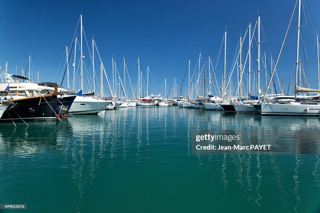 Boats in Marina, Harbour in French Riviera