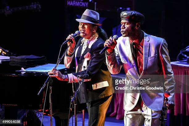 Pauline Gap and Arthur Hendrickson of The Selecter perform with Jools Holland at the Royal Albert Hall on November 27, 2015 in London, England.