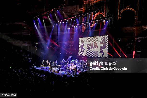 Pauline Gap and Arthur Hendrickson of The Selecter perform with Jools Holland at the Royal Albert Hall on November 27, 2015 in London, England.