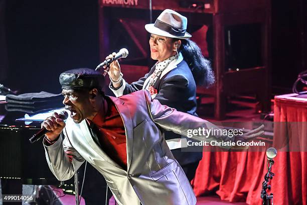 Pauline Gap and Arthur Hendrickson of The Selecter perform with Jools Holland at the Royal Albert Hall on November 27, 2015 in London, England.