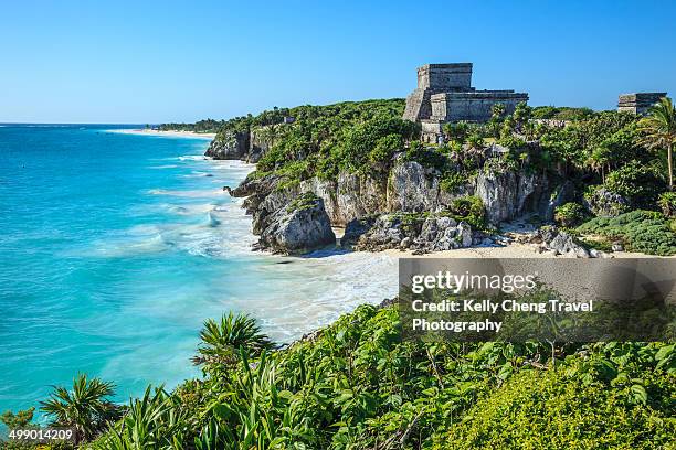 tulum mayan ruins - mayan stock pictures, royalty-free photos & images