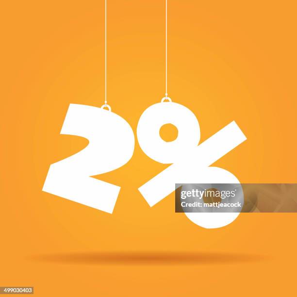 prozentsatz hängen label - ziffer 2 stock-grafiken, -clipart, -cartoons und -symbole