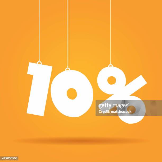 illustrazioni stock, clip art, cartoni animati e icone di tendenza di percentuale etichetta appesa - numero 10