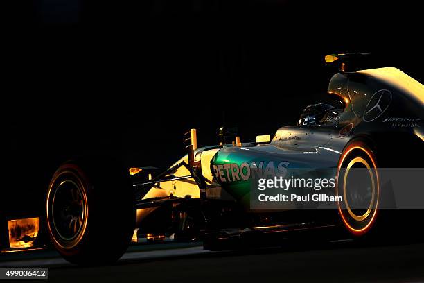 Nico Rosberg of Germany and Mercedes GP drives during qualifying for the Abu Dhabi Formula One Grand Prix at Yas Marina Circuit on November 28, 2015...