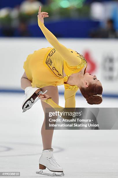 Courtney Hicks of the USA competes in the ladies's free skating during the day two of the NHK Trophy ISU Grand Prix of Figure Skating 2015 at the Big...