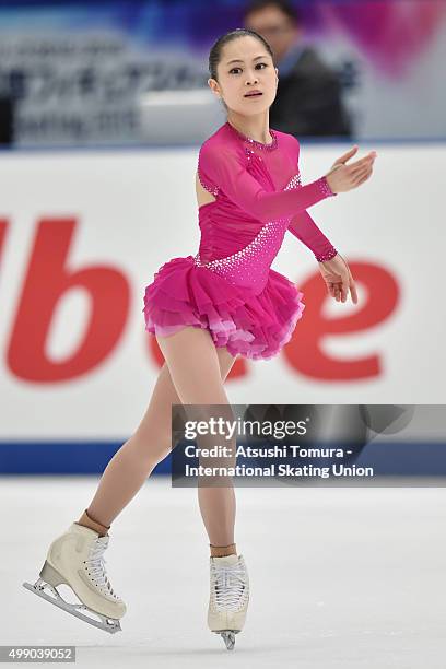 Satoko Miyahara of Japan competes in the ladies's free skating during the day two of the NHK Trophy ISU Grand Prix of Figure Skating 2015 at the Big...