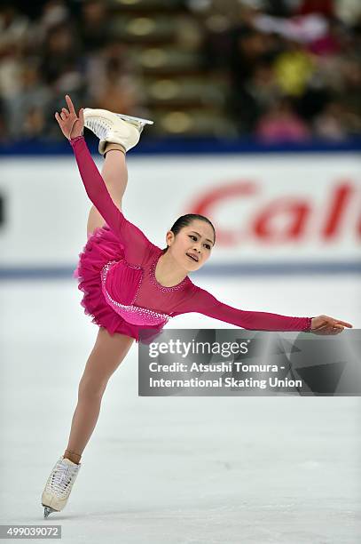 Satoko Miyahara of Japan competes in the ladies's free skating during the day two of the NHK Trophy ISU Grand Prix of Figure Skating 2015 at the Big...