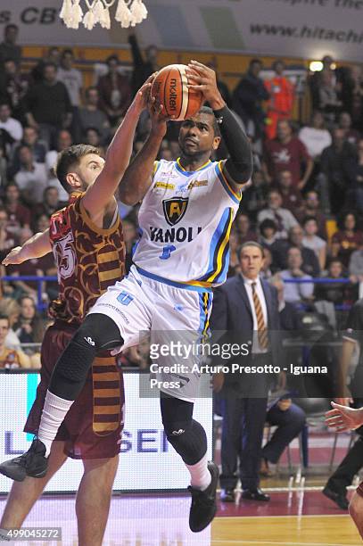 James Southerland of Vanolicompetes with Alessandro Simioni of Umana during the LegaBsaket Serie A match between Reyer Umana Venezia and Vanoli...