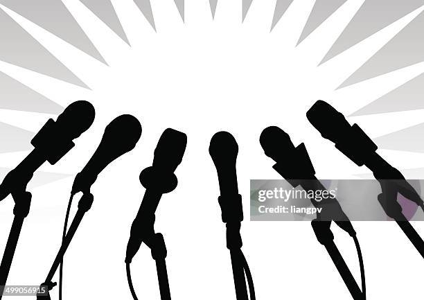 microphone - press conference microphones stock illustrations