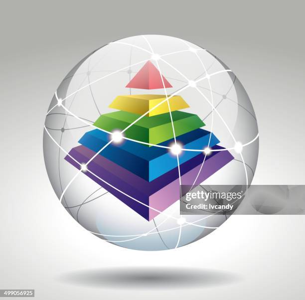 pyramid chart in cyberspace - cyberspace stock illustrations