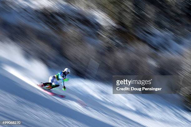 Jessica Hilzinger of Germany competes in the first run of the slalom during the Audi FIS Women's Alpine Ski World Cup at the Nature Valley Aspen...