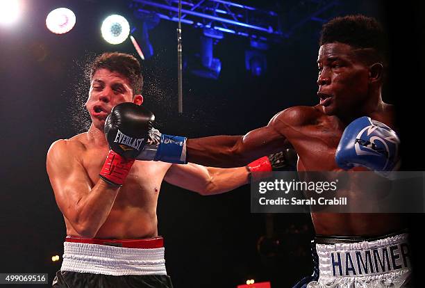 Erickson Lubin knocks out Alexis Camacho in the second round during the Premier Boxing Champions at Bomb Factory on November 28, 2015 in Dallas,...