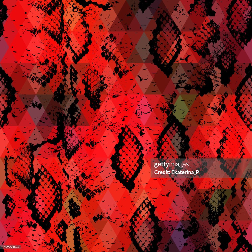 Snake Texture Red Snake Skin Texture Geometric Background Seamless Pattern Black Red ...