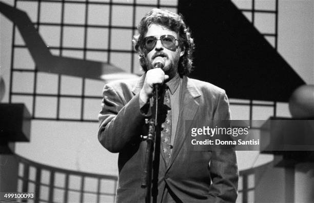 American lyricist Gerry Goffin on stage at a Songwriters' Academy event at the Wiltern Theatre, Los Angeles, California, December 1988.