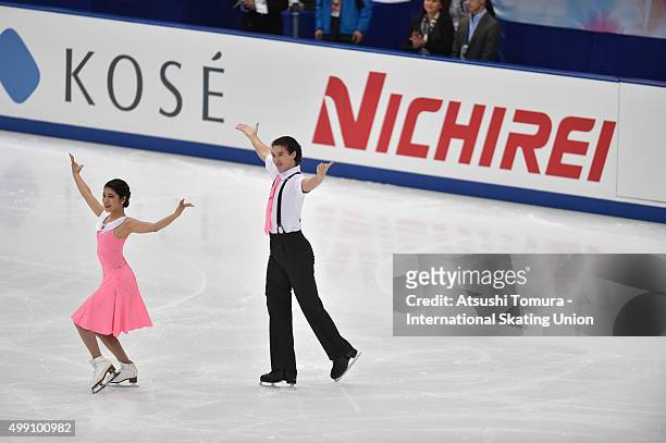 Kana Muramoto and Chris Reed of Japan compete in the Ice dance free dance during the day three of the NHK Trophy ISU Grand Prix of Figure Skating...