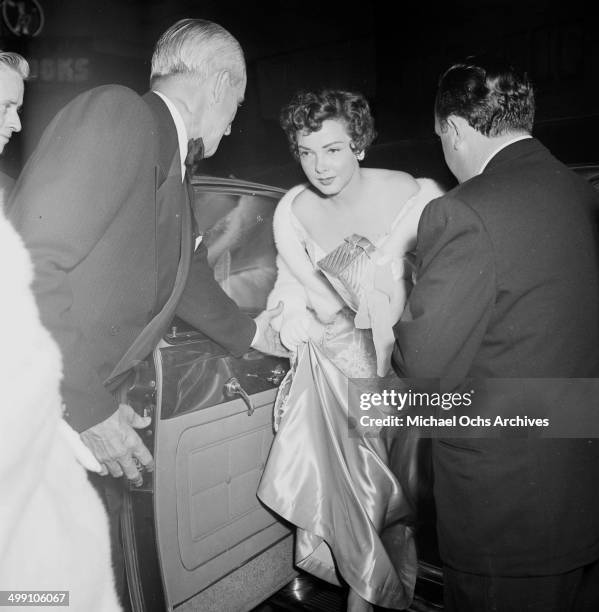 Actress Kathryn Grayson attend a premiere for "Showboat" in Los Angeles, California.