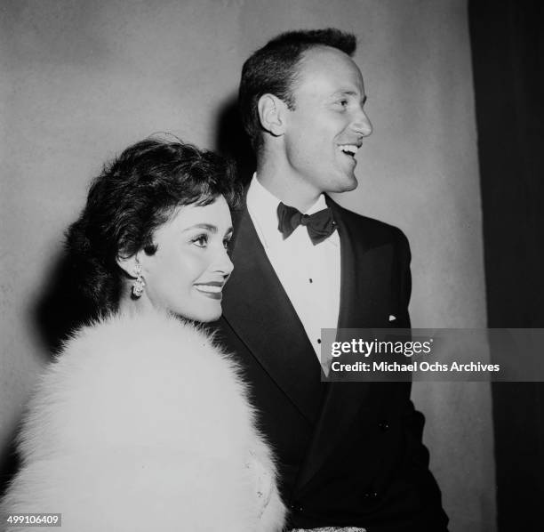 Actress Susan Cabot with guest attend a premiere in Los Angeles, California.