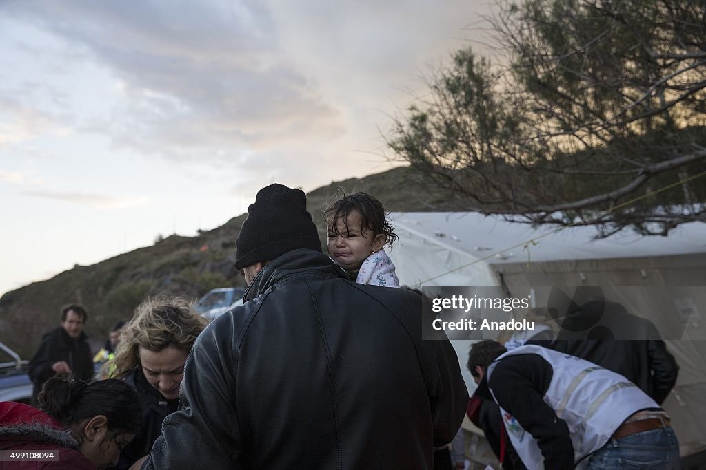 Refugees arrive in Greece's Lesbos Island