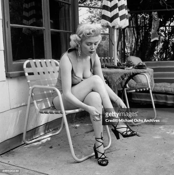 Actress Sandra Giles poses at home in Los Angeles, California.
