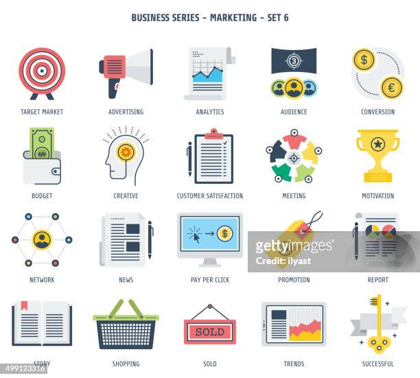 marketing icon set - business meeting with clients stock illustrations