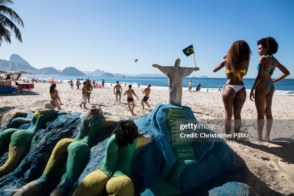 Playing soccer on Copacabana beach