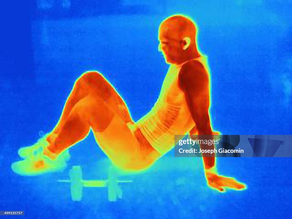 Thermal Image Of Young Male Athlete Taking A Break From Training The ...