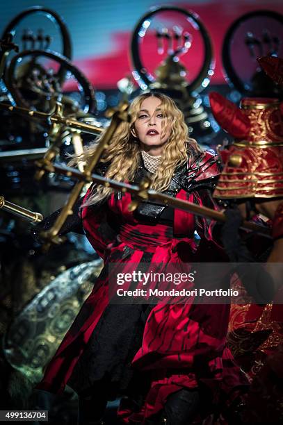 American popstar Madonna dancing during her concert of 'Rebel Heart Tour' at PalaAlpitour. Turin , 19th November 2015