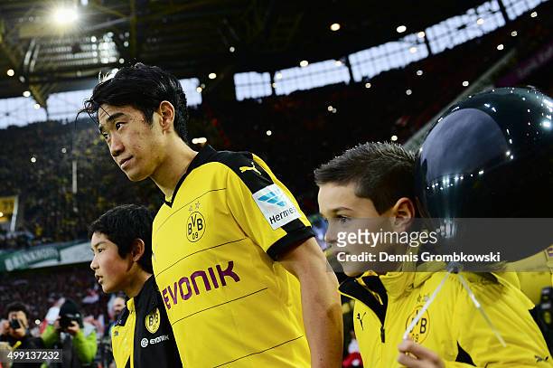 Shinji Kagawa of Borussia Dortmund enters the pitch during the Bundesliga match between Borussia Dortmund and VfB Stuttgart at Signal Iduna Park on...
