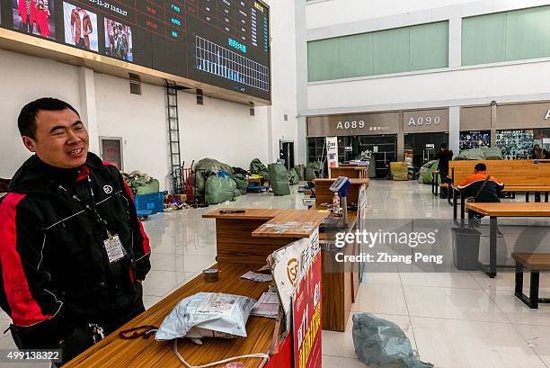 Logistic service center on the first floor of an e-commerce base in Hangzhou, where wholesalers supply clothes goods for Taobao shop owners. Taobao,...