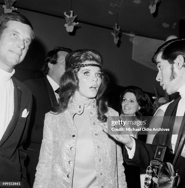 Actress Samantha Eggar attends a party with agent Dick Shepherd in Los Angeles,California.