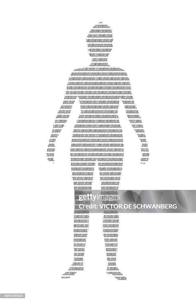 Human with binary code