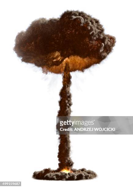 ilustraciones, imágenes clip art, dibujos animados e iconos de stock de mushroom cloud, artwork - energía nuclear