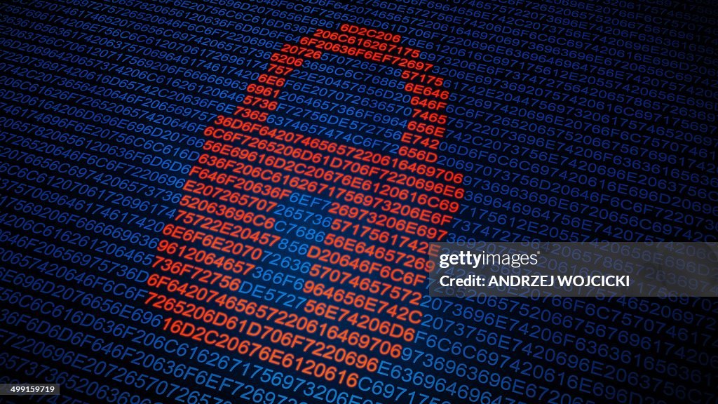 Padlock in binary code, artwork