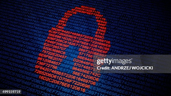 Padlock in binary code, artwork Padlock in binary code, artwork