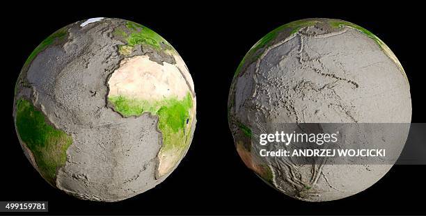 earth with no oceans, artwork - meeresboden stock-grafiken, -clipart, -cartoons und -symbole